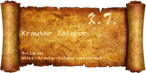 Krauter Talabor névjegykártya